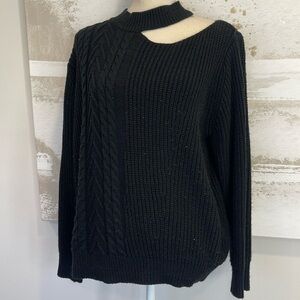 Black Cutout Neck Sweater